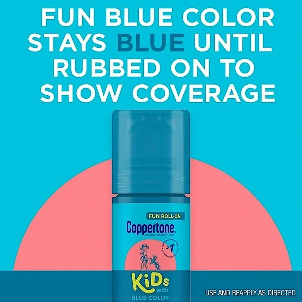 Coppertone Kids Roll On Water Resistant Sunscreen with Blue Color 2.5oz